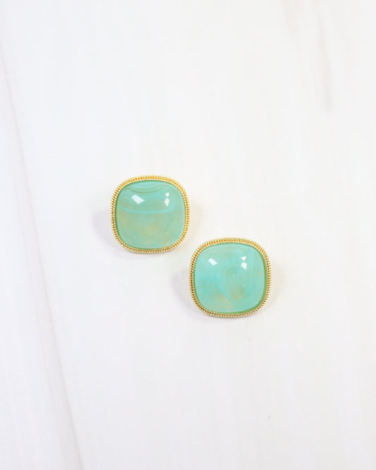 Marnie Gold Lined Post Earring Mint
