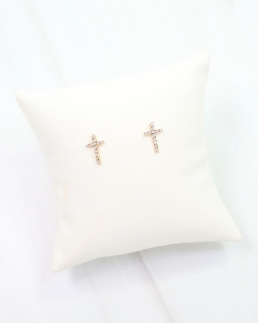 Colorado Cross and Crystal Stud Earring Gold