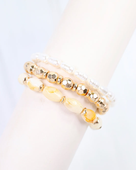 Athens Stretch Bracelet Set Ivory