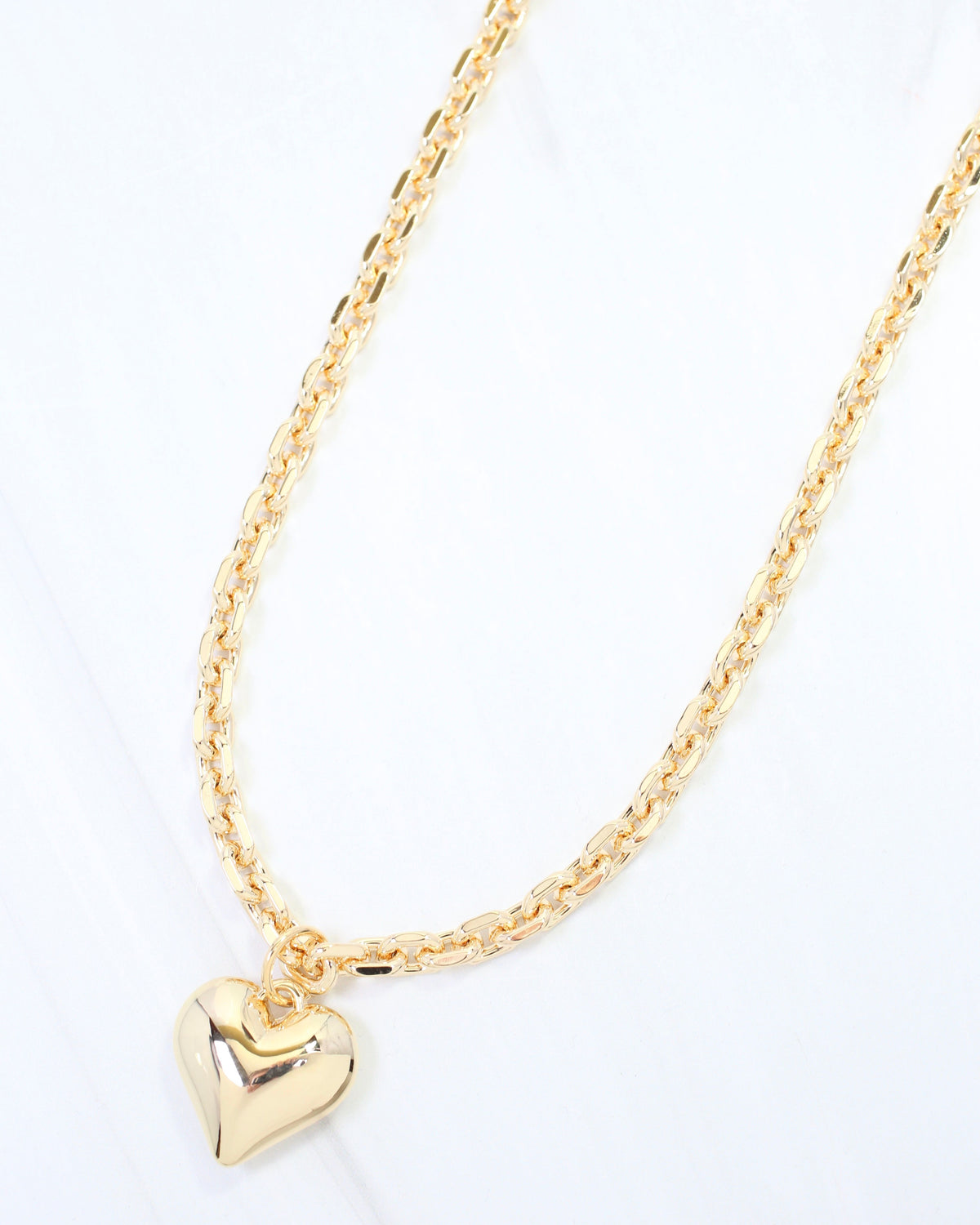 Peyton Small Puffy Heart Necklace WR Gold