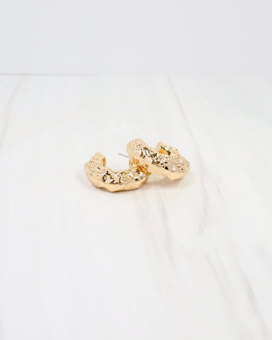 Vinita Textured Thick Hoop Earring Gold