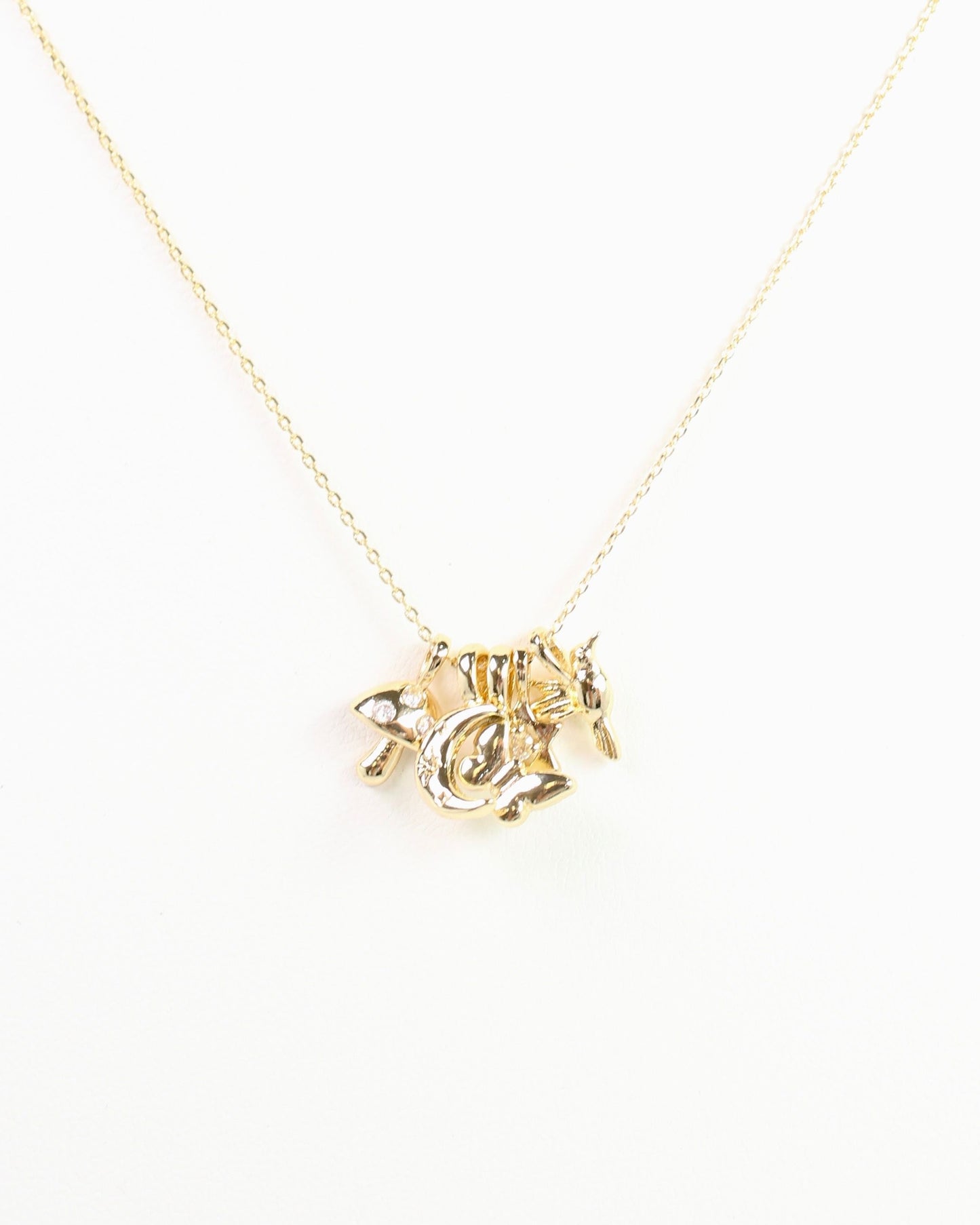 Mushroom Magic Charm Necklace Set Gold