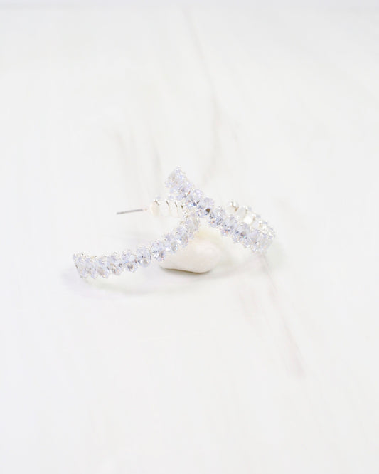 Holdenville Crystal Hoop Earring Silver