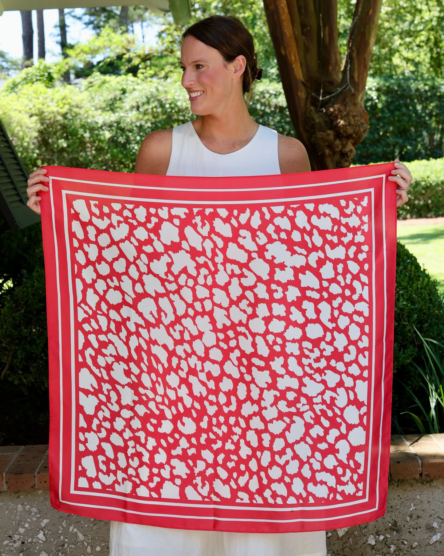 Lawson Leopard Scarf Large Red White