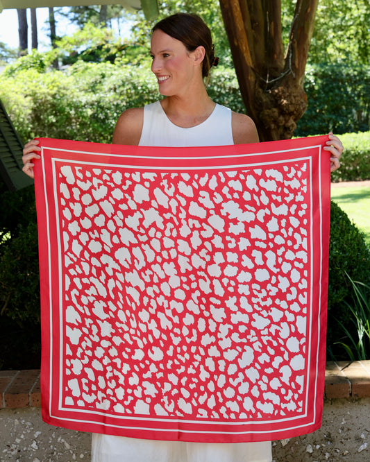 Lawson Leopard Scarf Large Red White