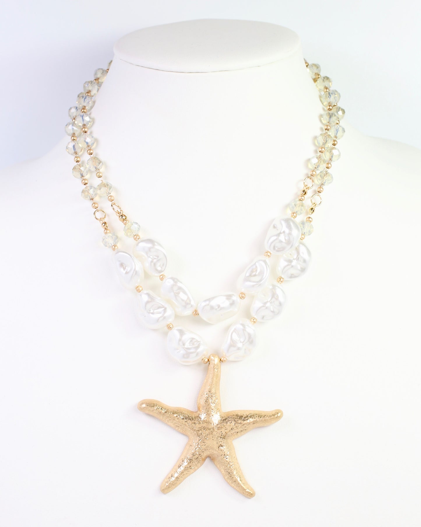 Newport Beaded Starfish Necklace Gold