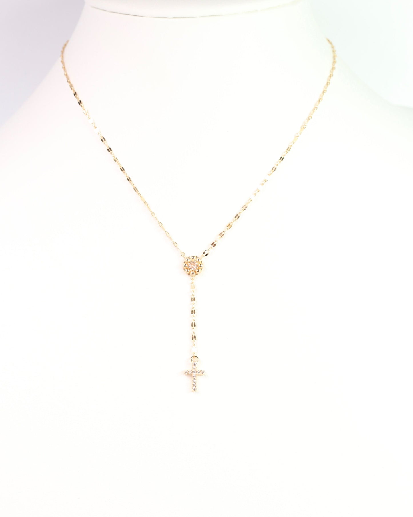 Violet Cross Y Necklace Gold