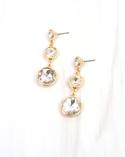 Naples Round Crystal Drop Earring Gold