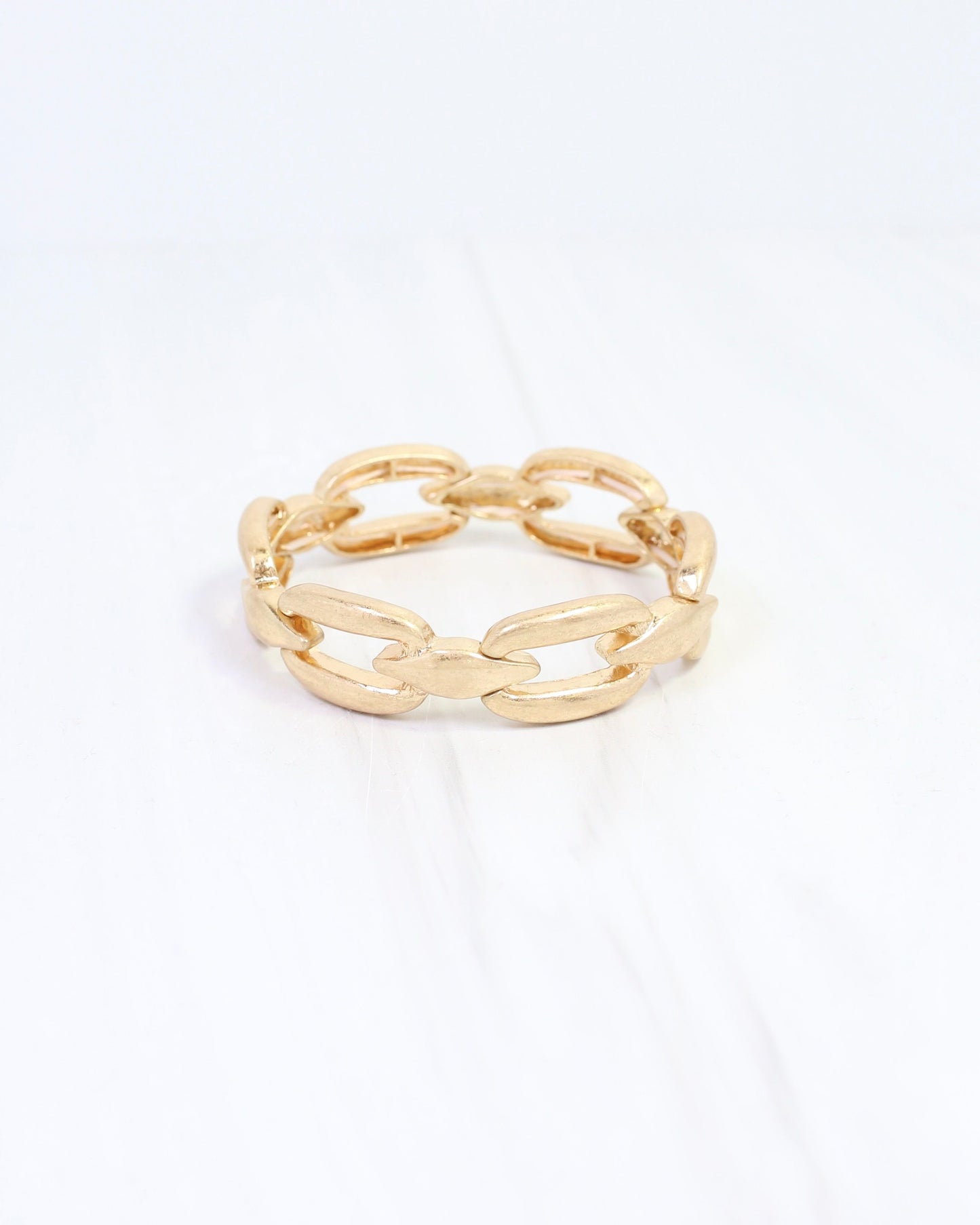 Lesley Link Stretch Bracelet Worn Gold