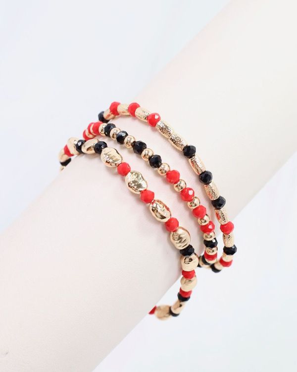 Spirit Beaded Bracelet Set Red Black