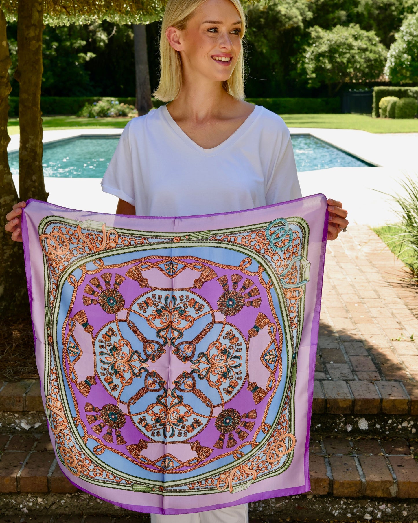 Trellis Tassel Scarf Lavender