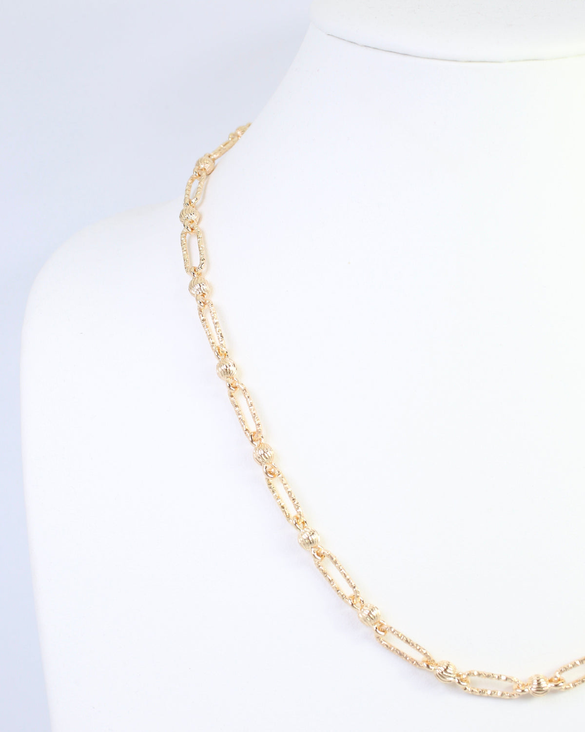 Bankston Textured Bead and Link Necklace Gold