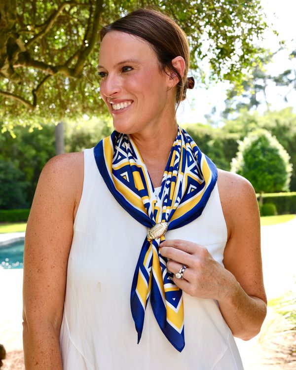 Barrett Tile Scarf Medium Navy Gold