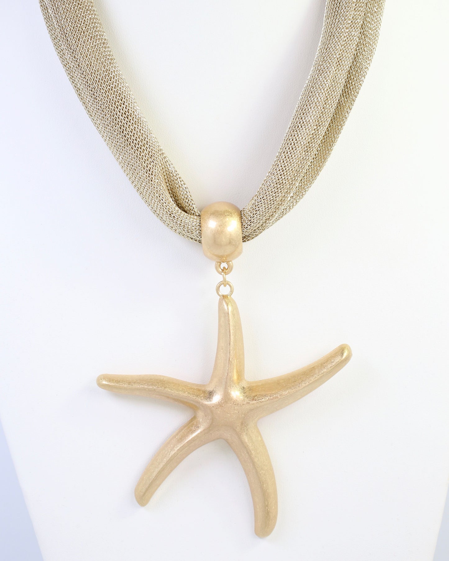 Maitland Mesh Starfish Necklace Worn Gold