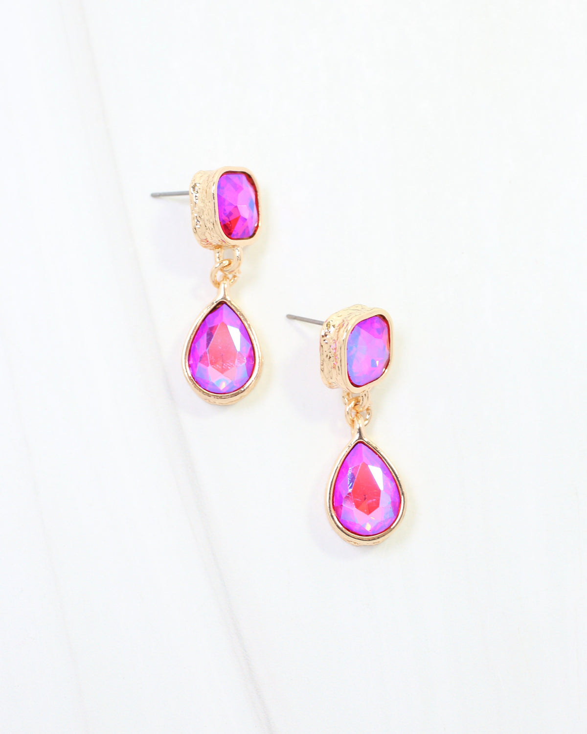 Roxanne Rhinestone Drop Earring Pink AB