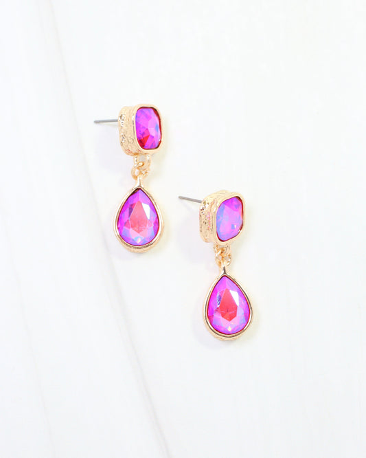 Roxanne Rhinestone Drop Earring Pink AB