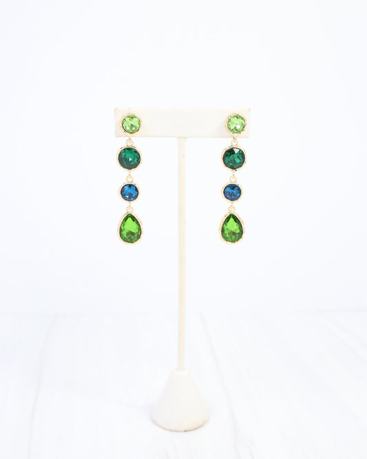 Sailish Linear Crystal Dangle Earring Green Multi