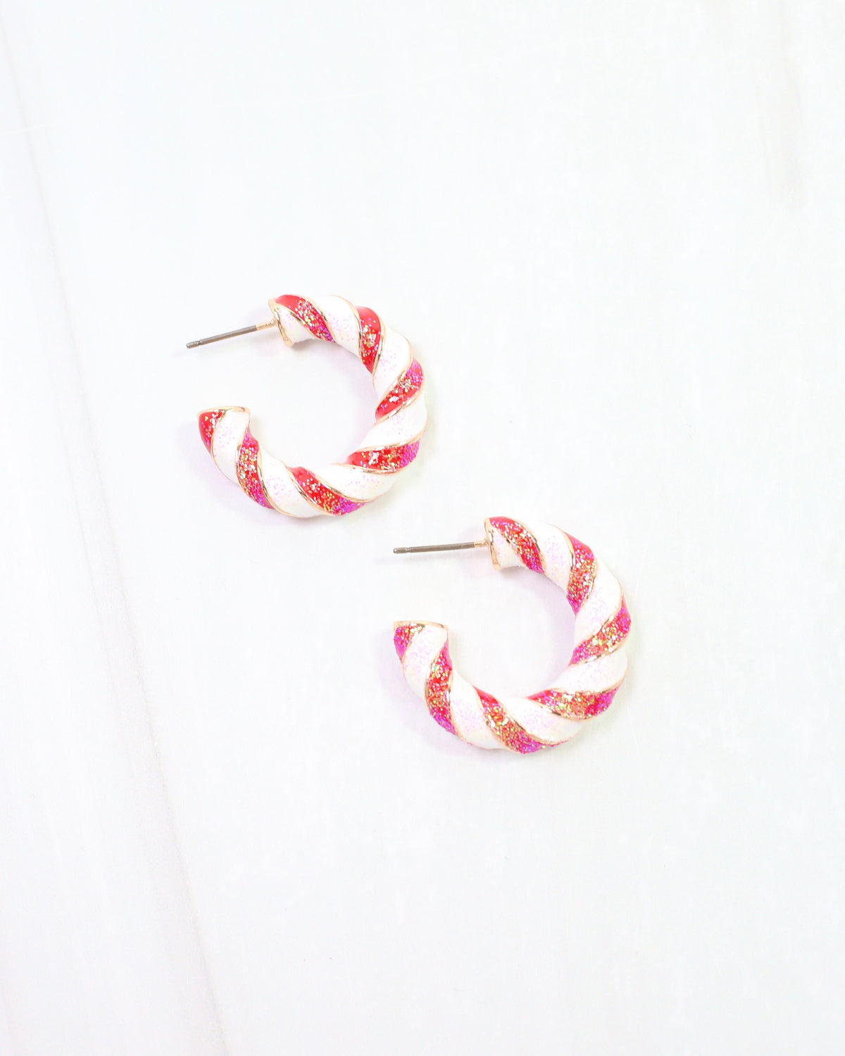 Peppermint Twist Hoop Earring Red White
