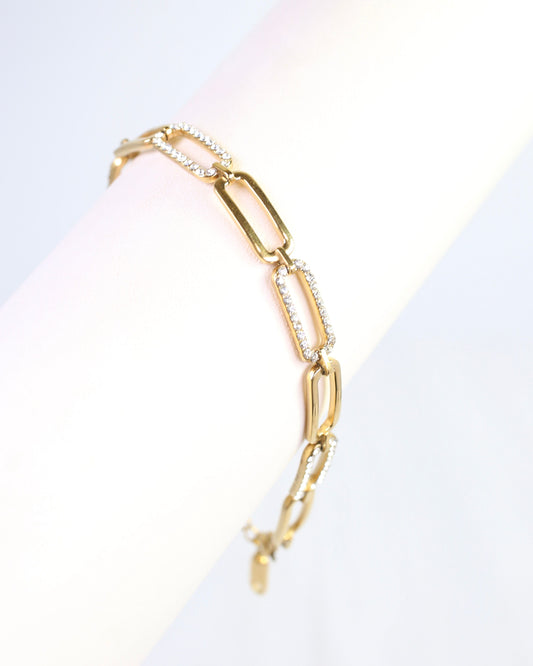 Danica CZ Pave Link Bracelet WP Gold