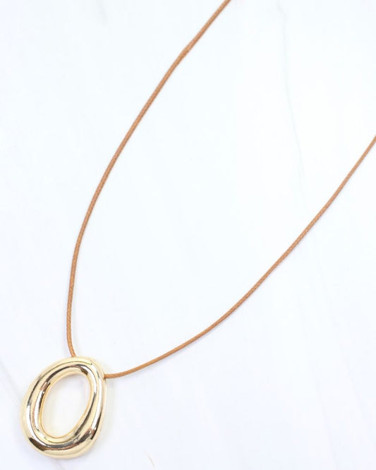 Enfield Round Pendant Cord Necklace Gold