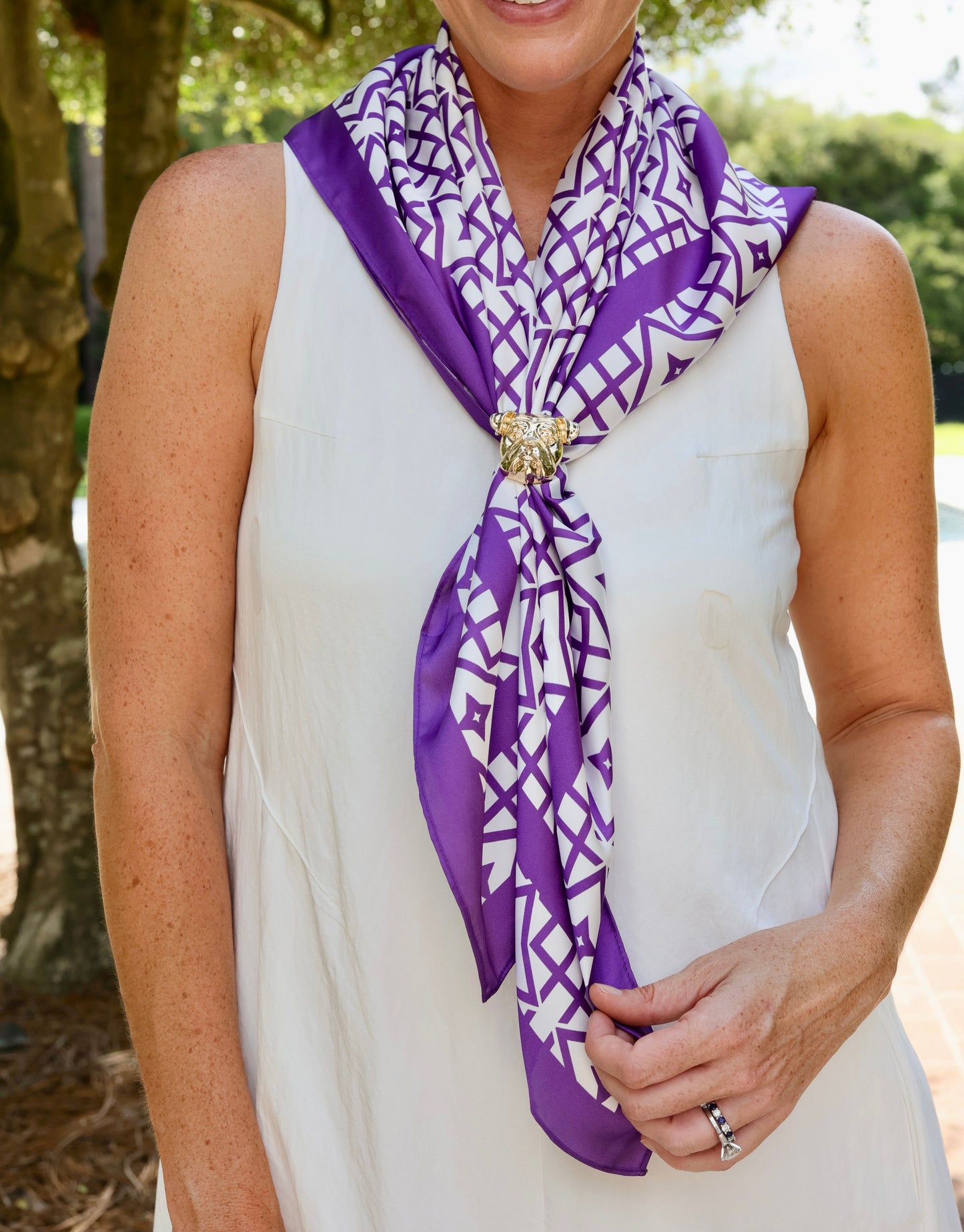 Langston Geometric Scarf Large Purple White