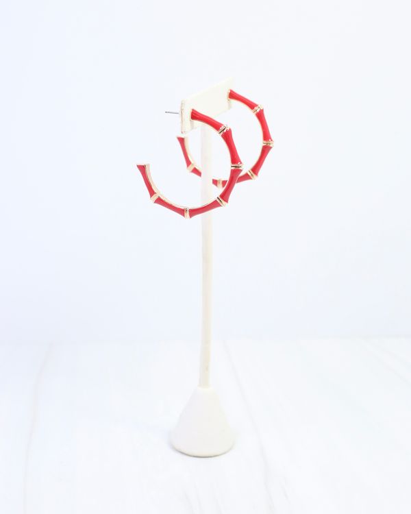 Marla Bamboo Hoop Earring Red