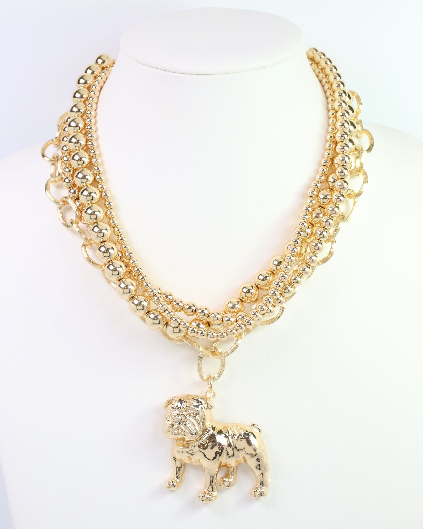 Bree Beaded Layered Necklace Standing Dog Gold