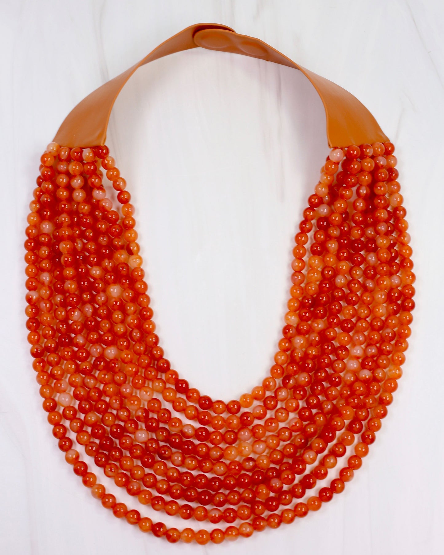 Kalin Beaded Layered Magnetic Necklace Burnt Orange