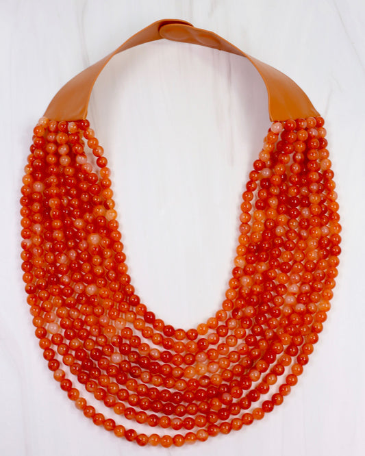 Kalin Beaded Layered Magnetic Necklace Burnt Orange