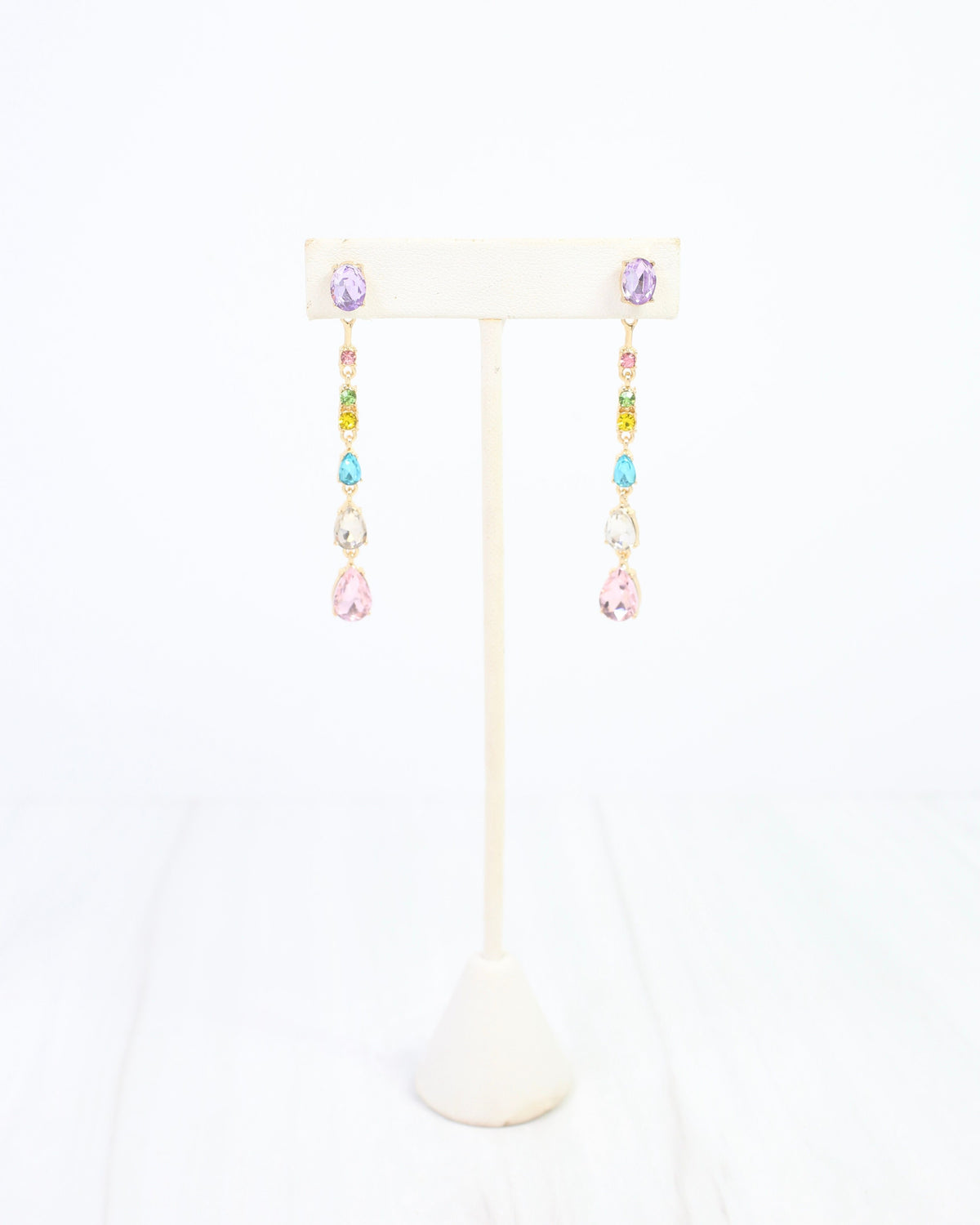 Charley Linear Crystal Dangle Earring Lavender Multi