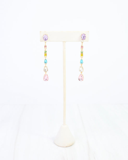 Charley Linear Crystal Dangle Earring Lavender Multi