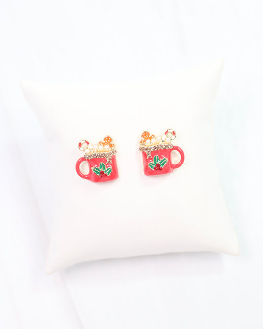 Merry Mug Stud Earring Red