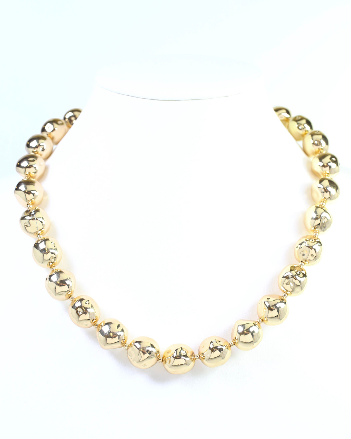 Leston Hammered Beaded Necklace Gold
