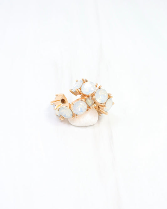 Roxanne Rhinestone Hoop Earring White Opal