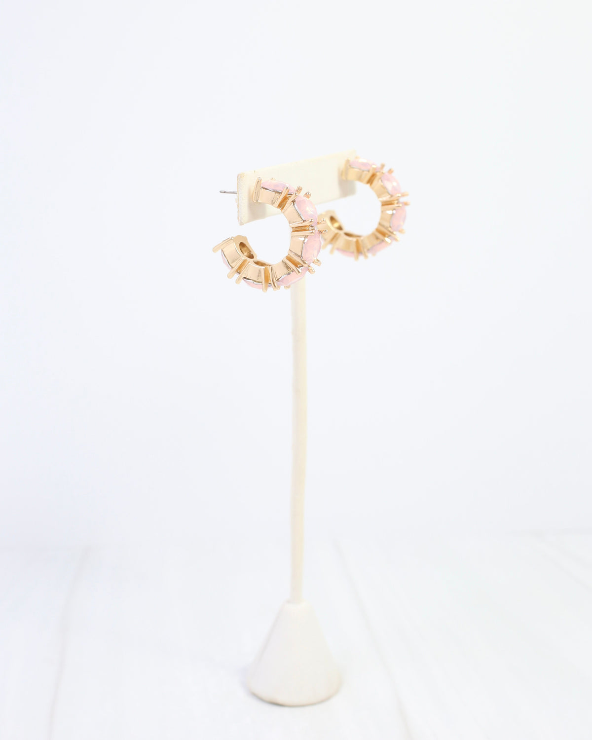 Roxanne Rhinestone Hoop Earring Pink Opal