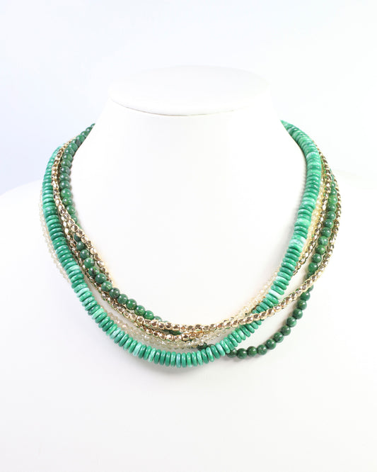 Malani Beaded Layered Necklace Green
