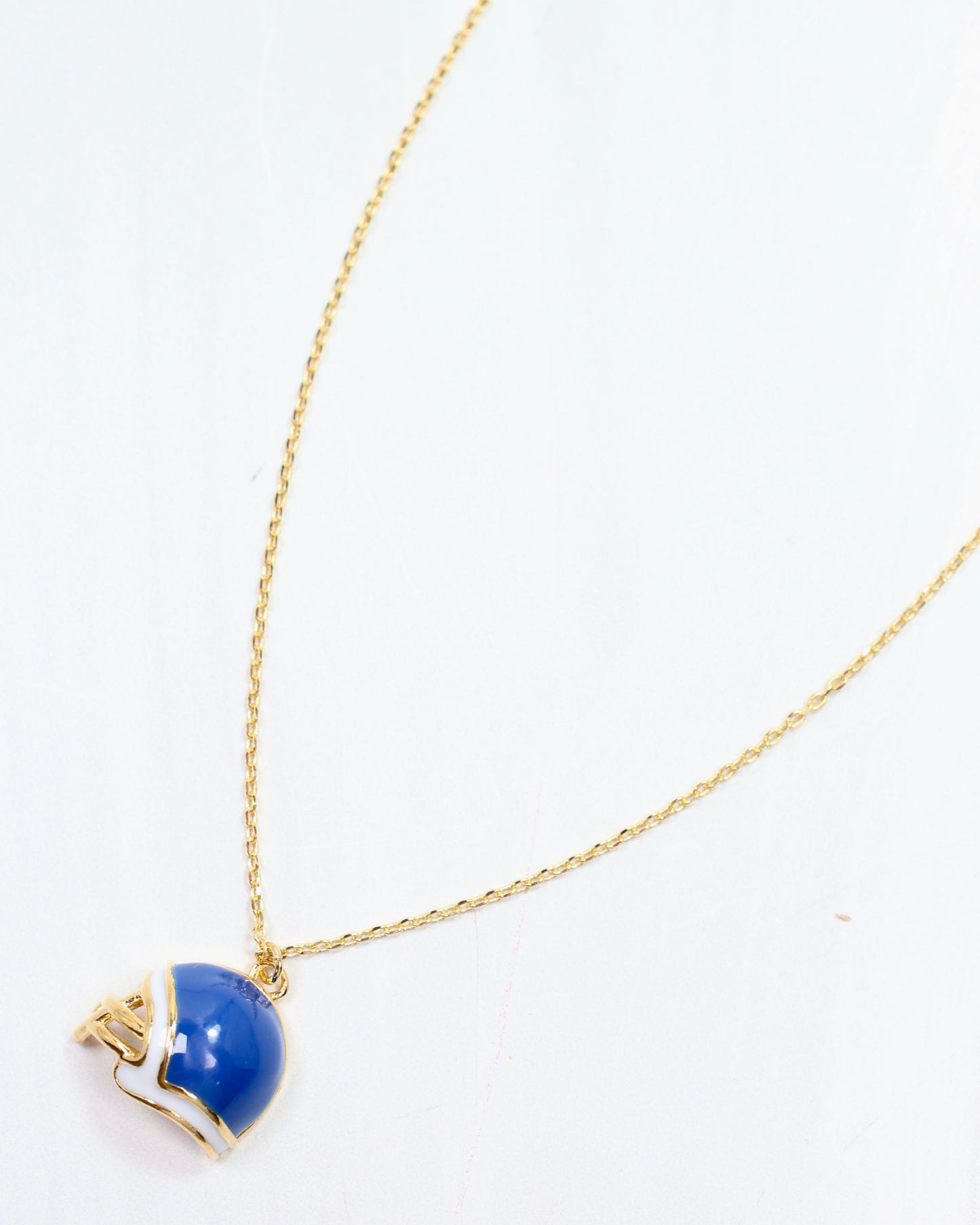 Enamel Helmet Necklace Blue White
