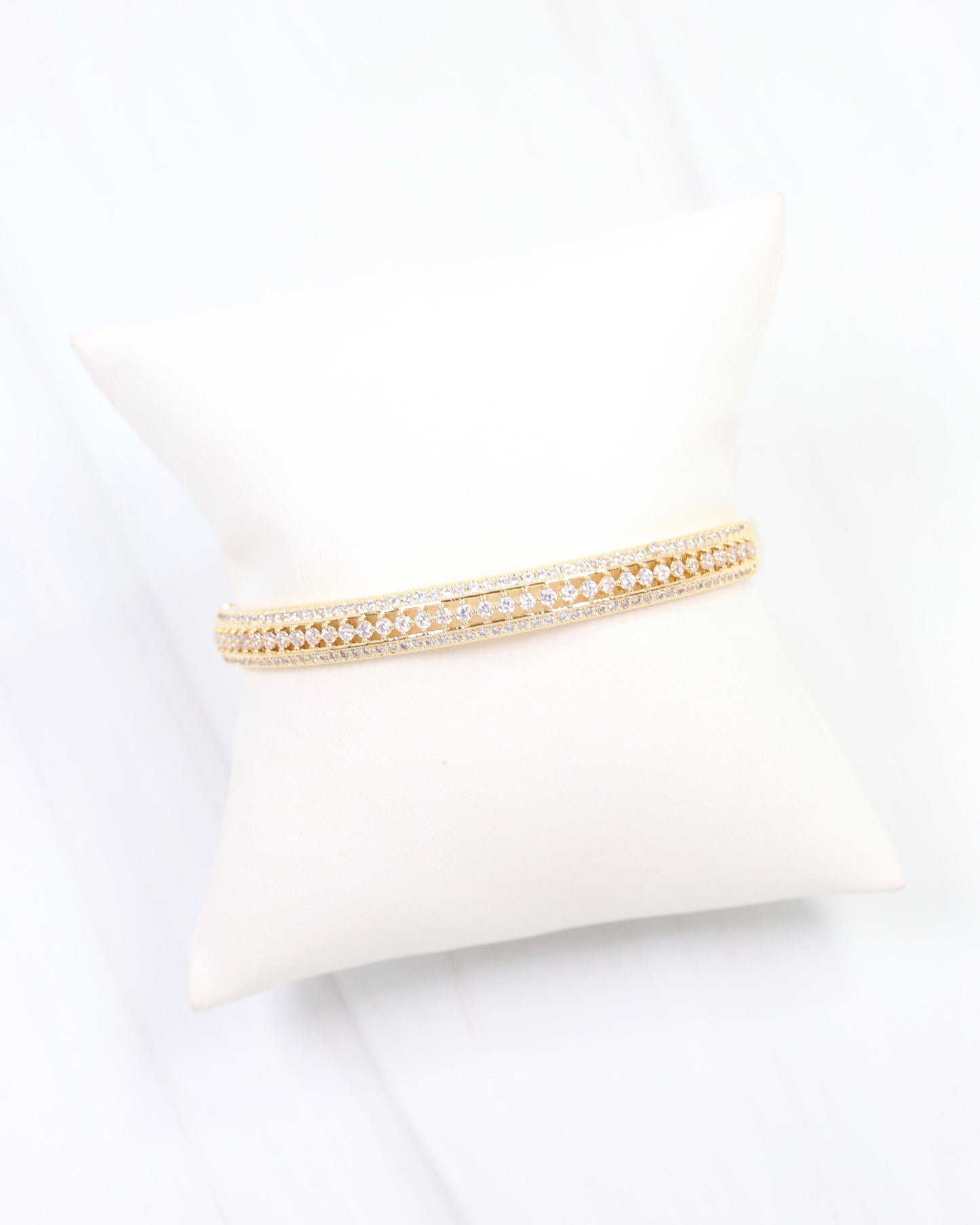 Tiverton CZ Lined Cuff Bracelet WR Gold