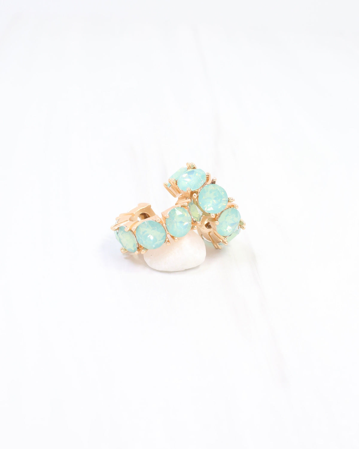 Roxanne Rhinestone Hoop Earring Mint Opal