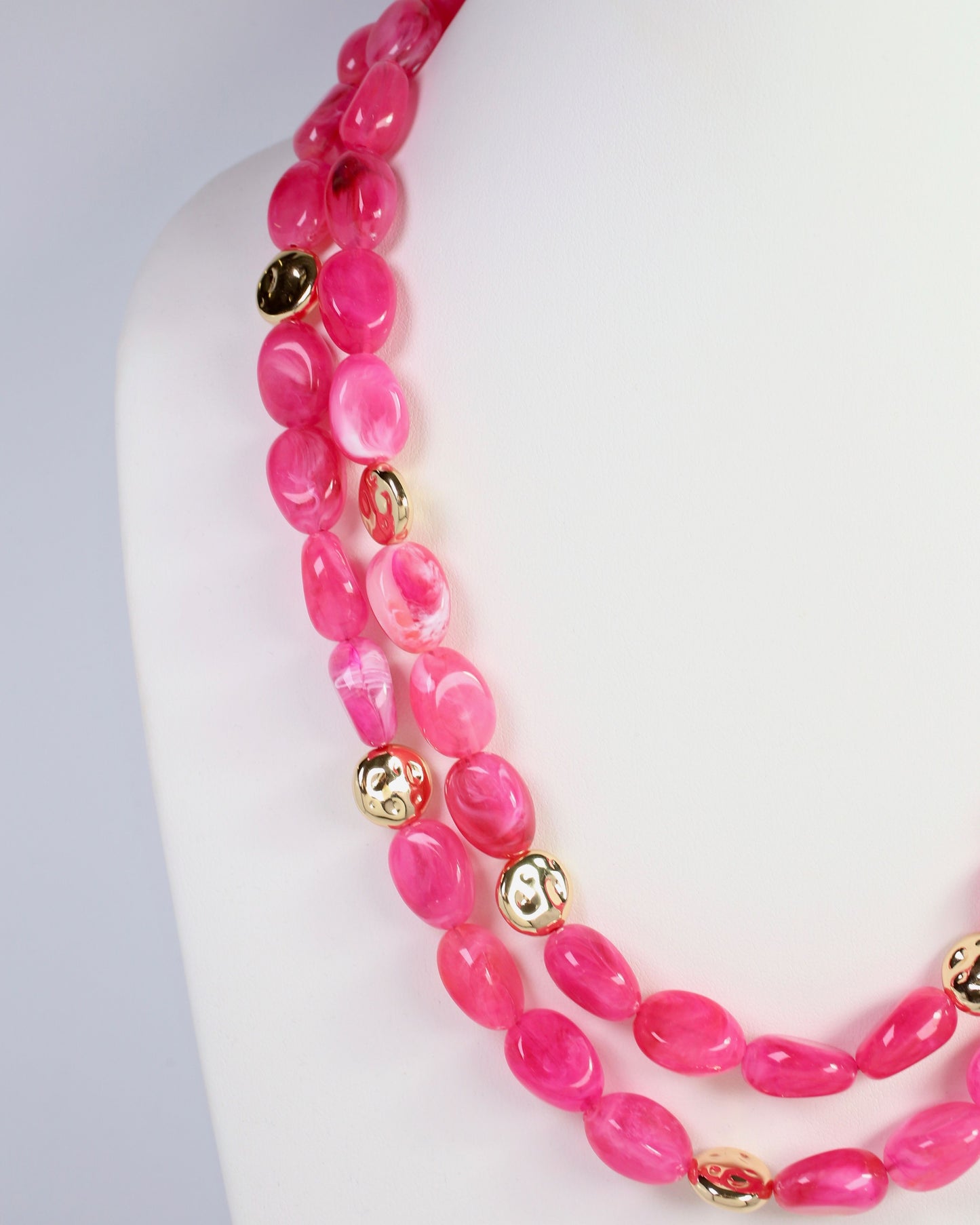 Amesbury Beaded Layered Necklace Fuchsia