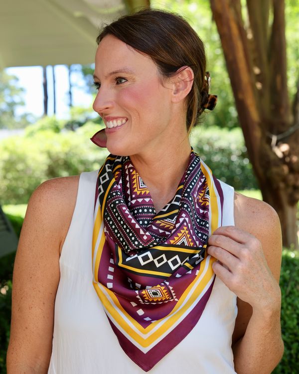 Radley Tribal Print Scarf Medium Garnet Gold