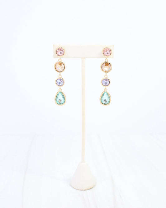 Sailish Linear Crystal Dangle Earring Lavender Multi