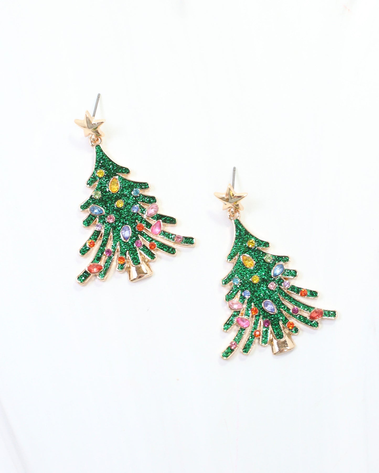 Christmas Sparkle Tree Earring Green