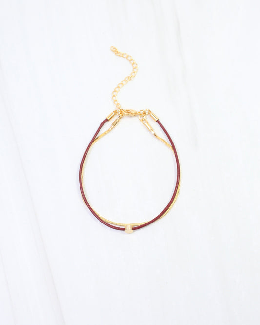 Paula Cord and Chain Bracelet Burgundy