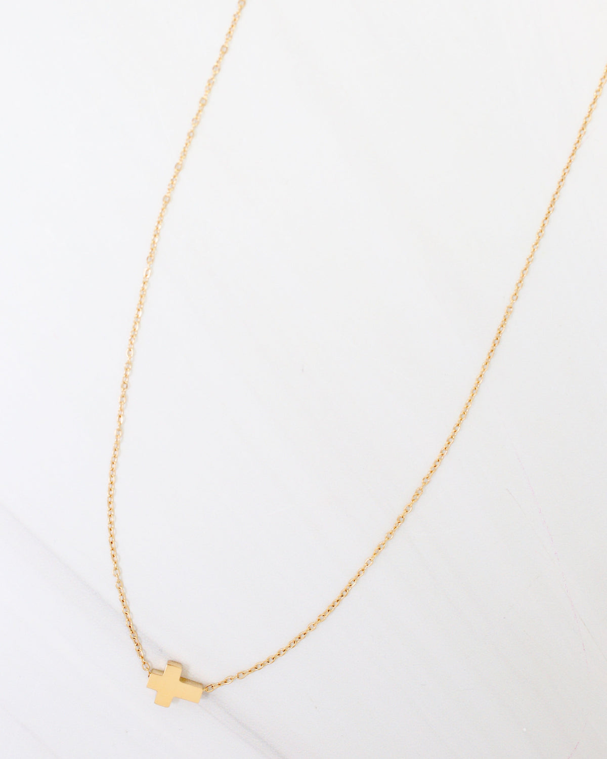 Bronx Cross Necklace WP Gold