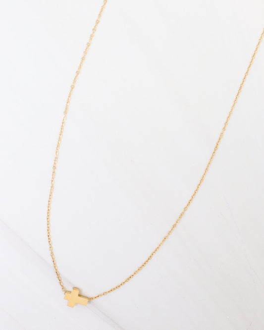 Bronx Cross Necklace WP Gold