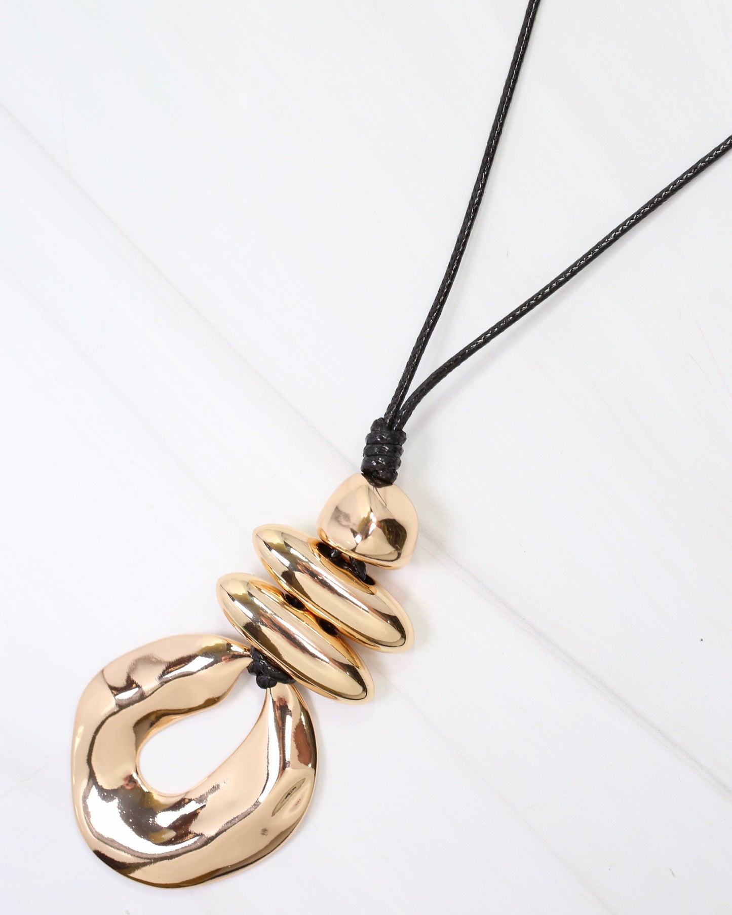 Hopkinsville Long Cord Necklace with Large Pendant Gold