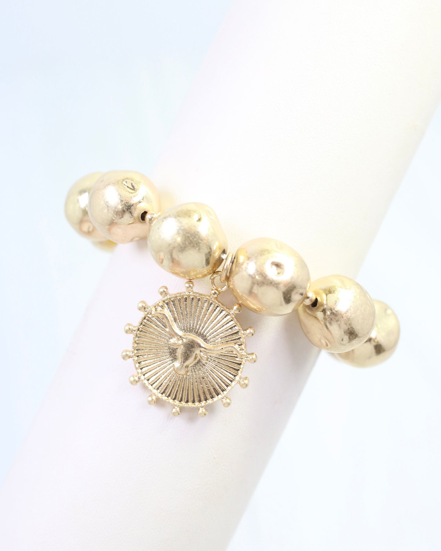 Carmen Coin Stretch Bracelet Bull Worn Gold