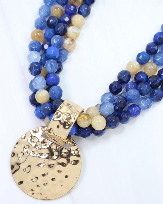 Larissa Beaded Necklace with Pendant Blue Multi