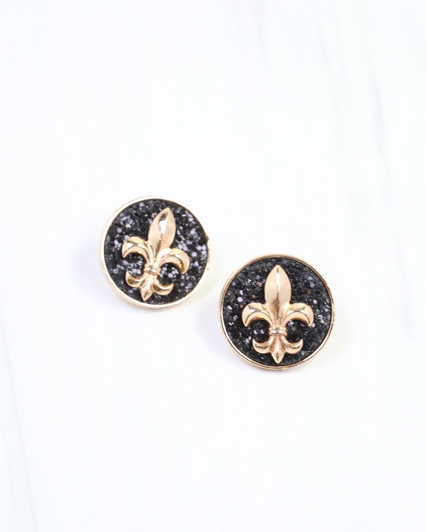 Frankie Fleur De Lis Earring Black
